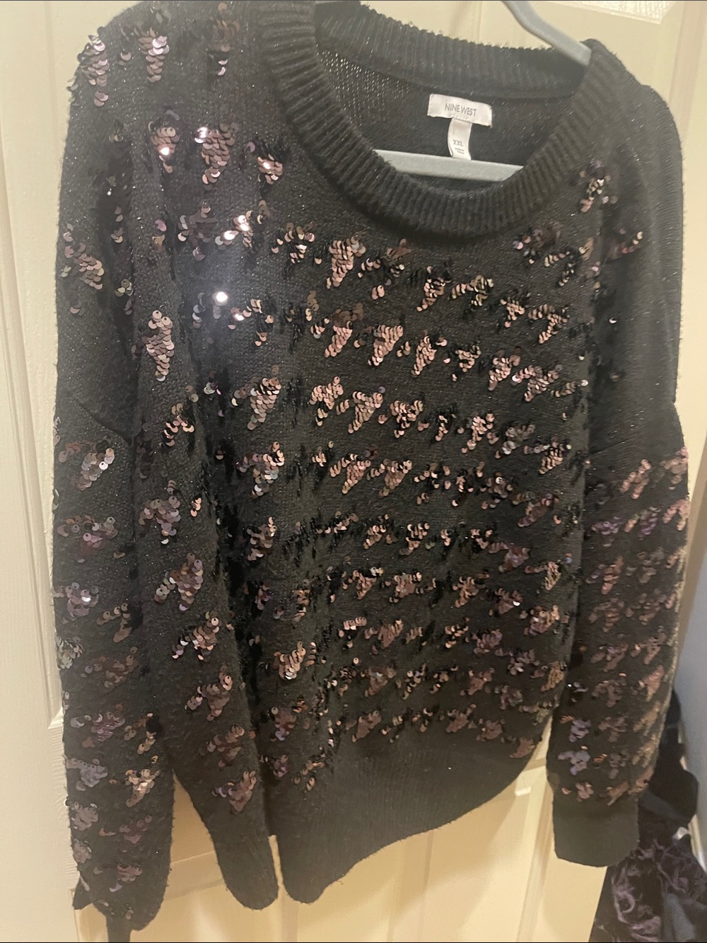 Nine West Black Sweater with Iridescent Sequins